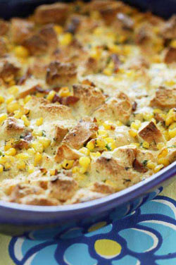 Corn and Cream Savory Bread Pudding 