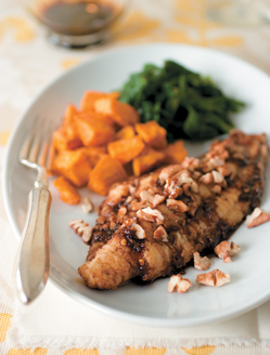 Southern-Style Sweet Bourbon Glazed Catfish with Toasted Pecans