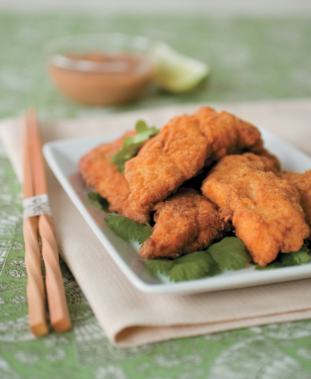 Spicy Catfish Strips with Thai Peanut Dipping Sauce