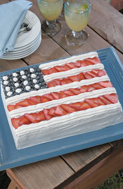 American Flag Cake with Mascarpone Whipped Frosting