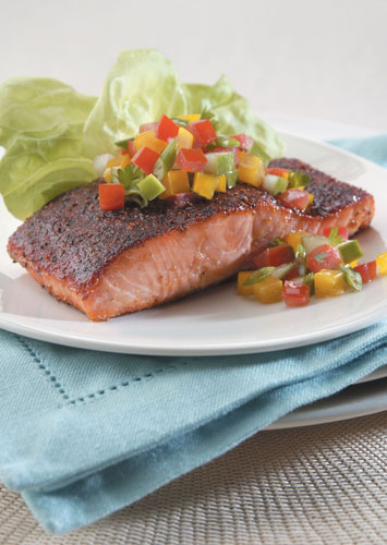 Dry Rub Barbecue Salmon with Relish