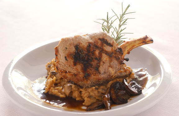 Grilled Veal Chops with Mushroom Wine Sauce