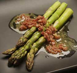 Warm Asparagus Salad with Country Ham Vinaigrette