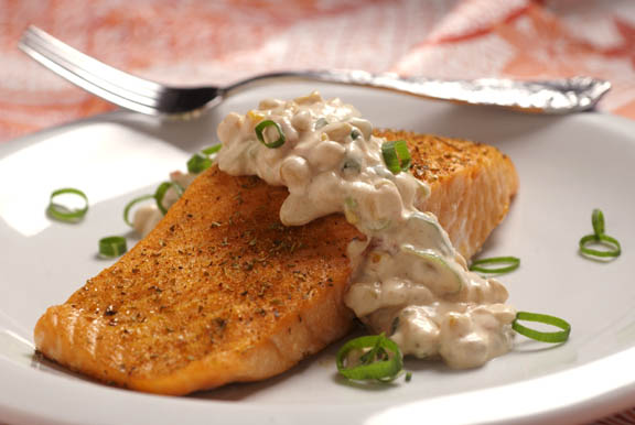 Baked Salmon with Roasted Corn and Tomato Remoulade