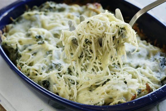 Cheesy Spinach and Spaghetti