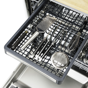 Removable upper third rack accommodates large cutlery and utensils.