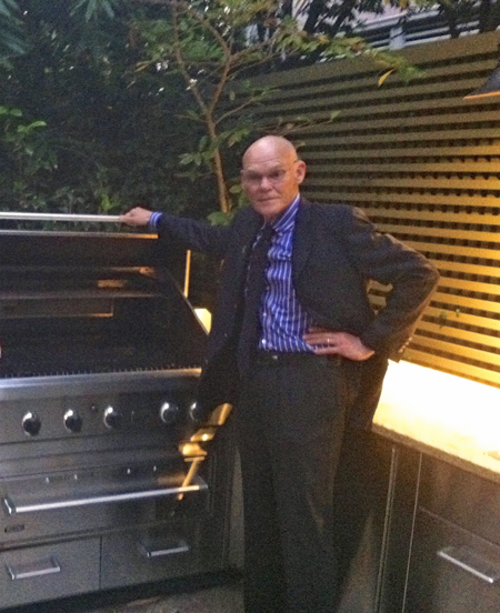 James Carville Stands Next to Viking Grill