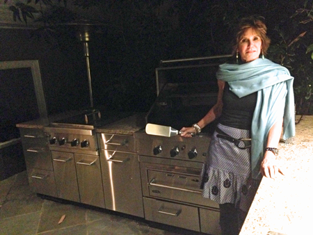 Mary Matalin Stands Next to Viking Grill