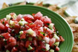 Watermelon, Tomato, and Cucumber Salsa