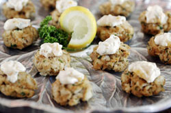 Mini Catfish Cakes with Peachy Tartar Sauce 