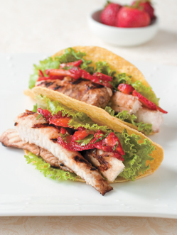 Catfish Tacos with Strawberry Cilantro Salsa
