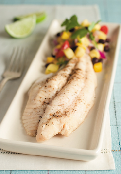 Poached Catfish with Fresh Mango Salsa