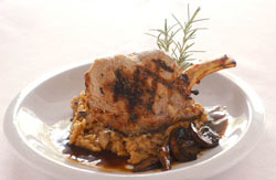 Grilled Veal Chops with Mushroom Wine Sauce